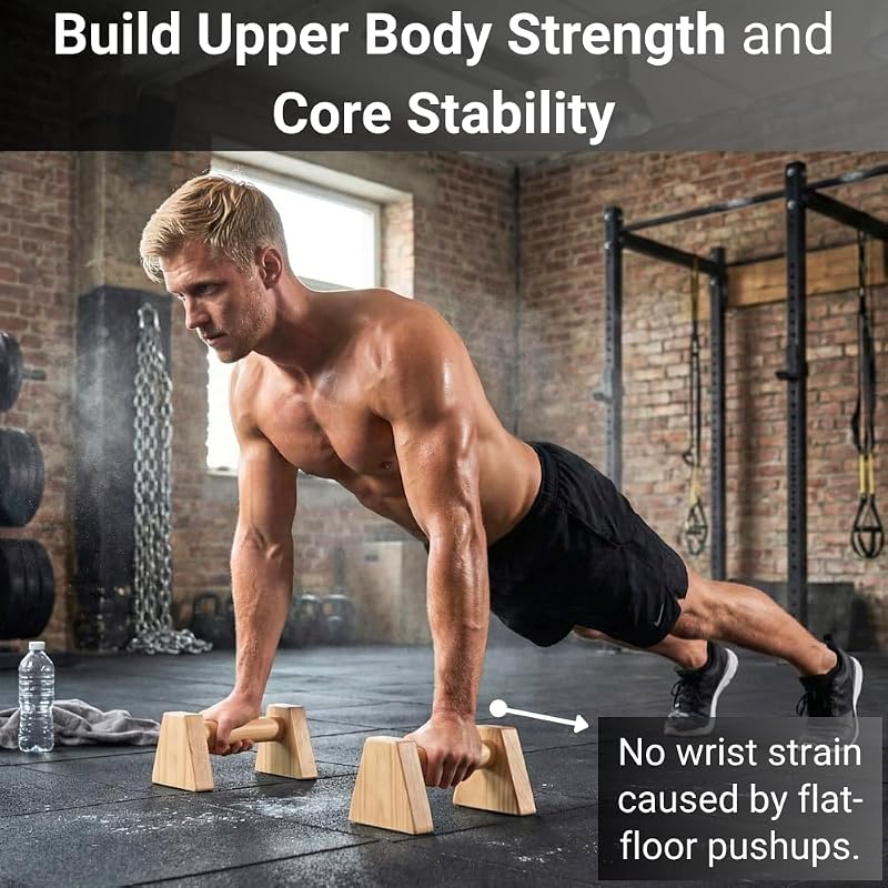 Dark Variation Wooden Push Up Bars for Floor | Parallettes