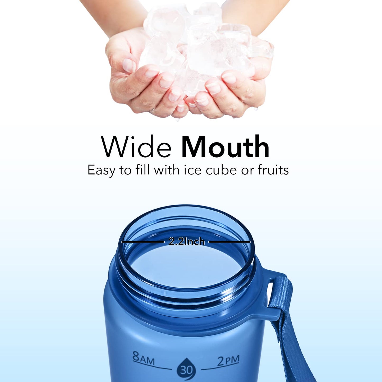 Hyeta Plastic Water Bottle With Straw & Time Marker, 32oz Leakproof Jug
