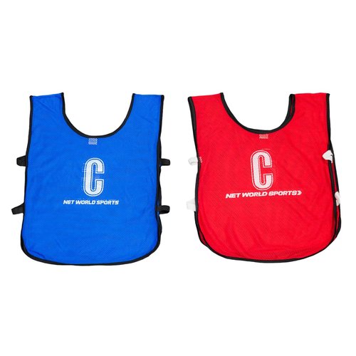 FORZA Netball Bibs [7 or 14 Pack] – Mesh Vests with Position Markings, Kids to Senior Sizes – Ideal for Teams & Schools (Blue & Red, Senior)