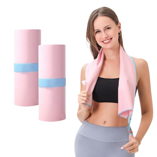 LERAO Gym Towels for Women,Workout Towels Quick Dry Towel,Yoga Towel for Hot Yoga Non Slip,Sweat Towel for Gym(2pcs,Pink)