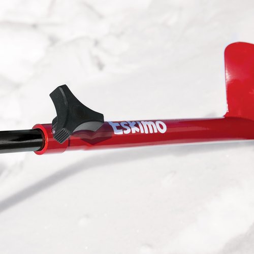 Eskimo 8 Inch Stainless Steel Ice Fishing Hand Powered Manual Auger Bit with Dual Flat Blades and Cross Bolt Takedown System for Ice Fishing, Red
