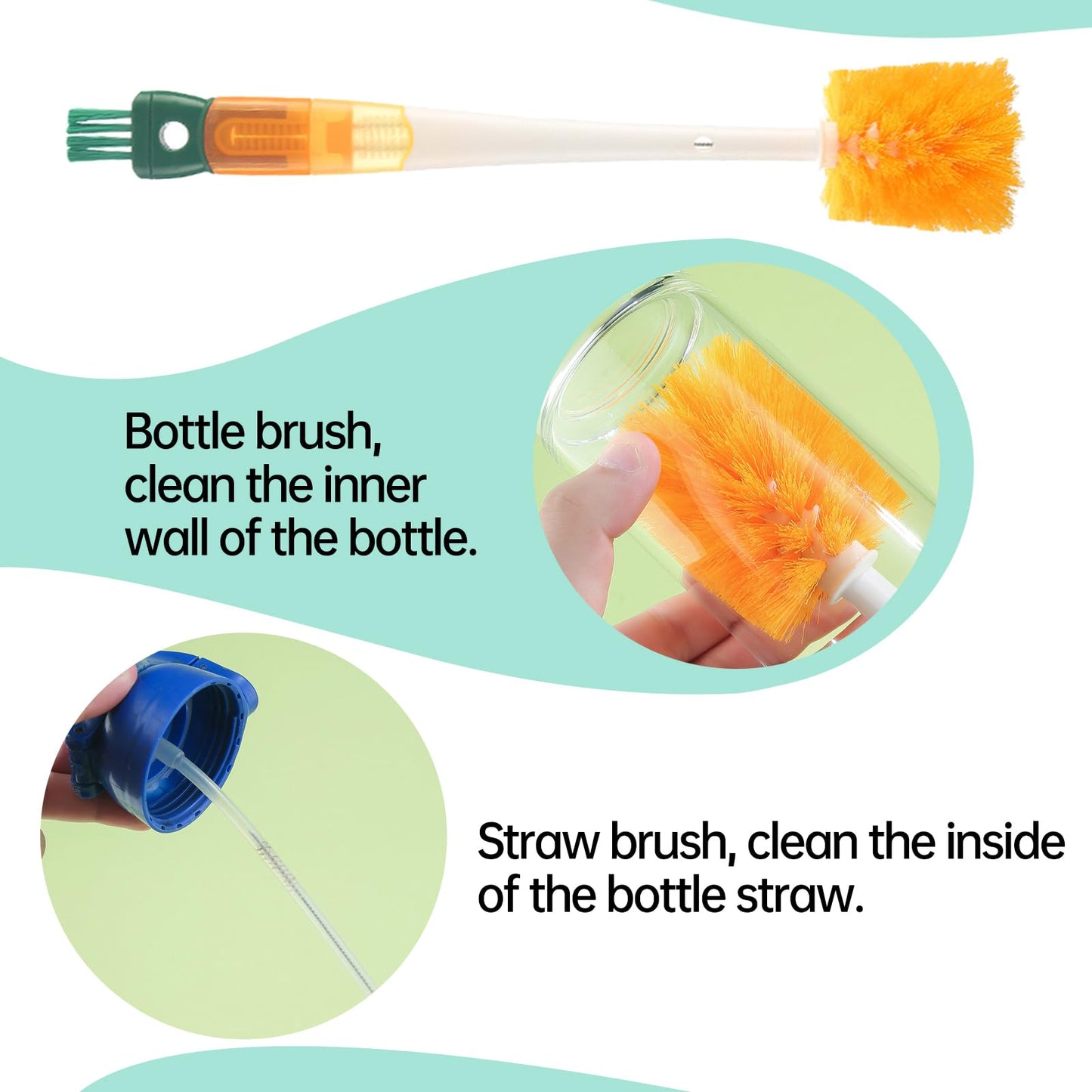 Bottle Brush Cleaner Water Bottle Brushes for Cleaning,Straw Brush Cleaner Extra Long Cleaners,5-in-1 Bottle Scrubber Brush for Coffee Maker Glass Cups
