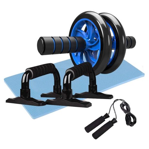BESPORTBLE 6pcs Home Gym Equipment Kit Ab Roller Wheel Push Up Bars Jump Rope Pull Band Knee Pad with Storage Bag for Househeld Indoor Fitness Exercise Workout
