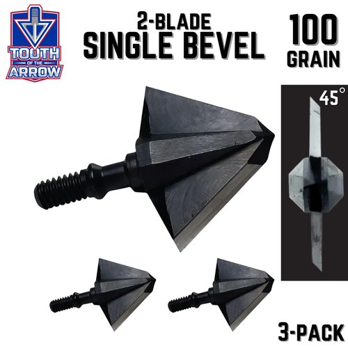 Tooth Of The Arrow Single Bevel Broadheads for Bow Arrows - Pack of 3 (100 Grain)