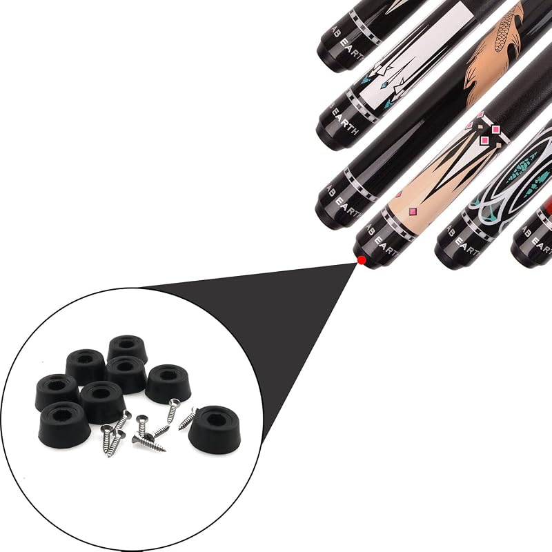 Billiard Cue Tail Covers 8pcs 27x13mm Rubber Protective Sleeve with Screws