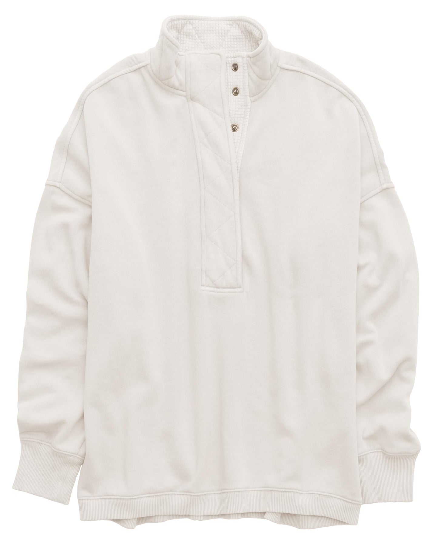 Gacaky Sweatshirt for Women Oversized Casual Long Sleeve Button Henley Neck Pullover Tops Fashion Outfits Clothes White L