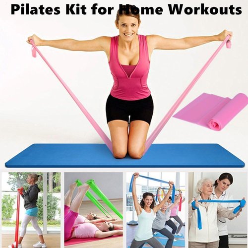 Pilates Essentials Kit for Women, Home Pilates Kit with Yoga Ball 25cm Figure 8 Resistance Yoga Bands, Pilates Rings Booty Bands with for Home Use and Gym Workout (C)