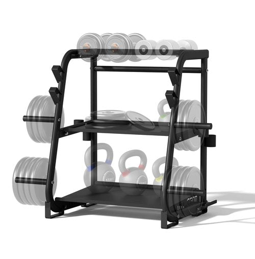 EOAT 3-Tier Dumbbell Rack Stand Only - 700LB Heavy Duty Weight Storage Organizer with Thickened Steel Tube, Adjustable Weight Stand for Dumbbells, Barbells, Kettlebells, Black/Beige