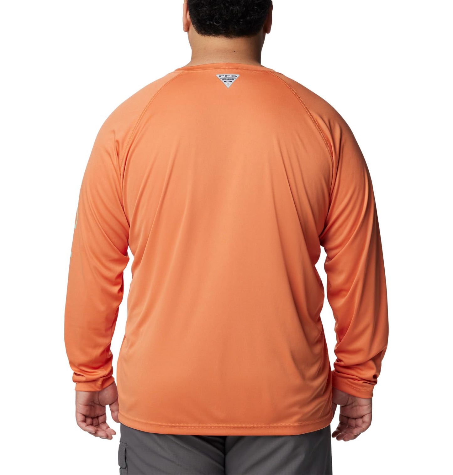 Columbia Men's Terminal Tackle Long Sleeve Fishing Shirt, Dusty Orange/New Mint Logo, 4X Tall