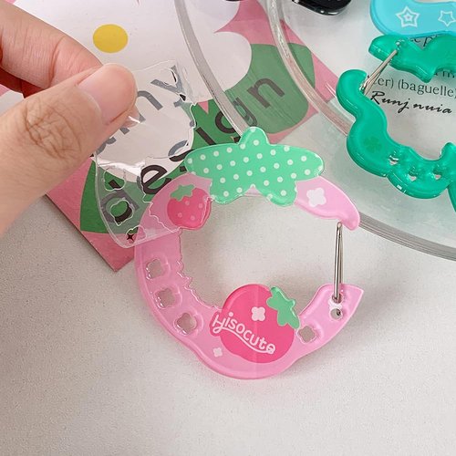 6Pcs Keychain Carabiner for Keys Acrylic Clips for Hanging Cartoon Key Chain Hooks Cute Key Clip Korean Keychain Hook Fruit Star Cupcake Carabiner Keychain for Small Item Pendant Bag Decoration Buckle