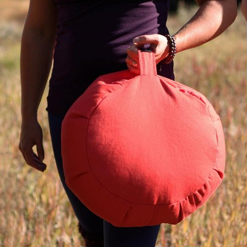 Hugger Mugger Zafu Meditation Cushion - Blue - Support in Cross-Legged Sitting, Buckwheat filled, Durable Fabric, Convenient Handle, Handmade in USA