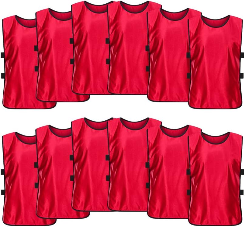 12 Pack Scrimmage Training Vest, Sports Pinnies, Practice Jerseys, Practice Vest for Adult Youth Kids.
