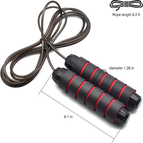 Jumping Rope Cable with Ball Bearings for Women, Men, Adjustable Steel Jump Rope Workout with Foam Handles for Fitness, Home Exercise & Slim Body