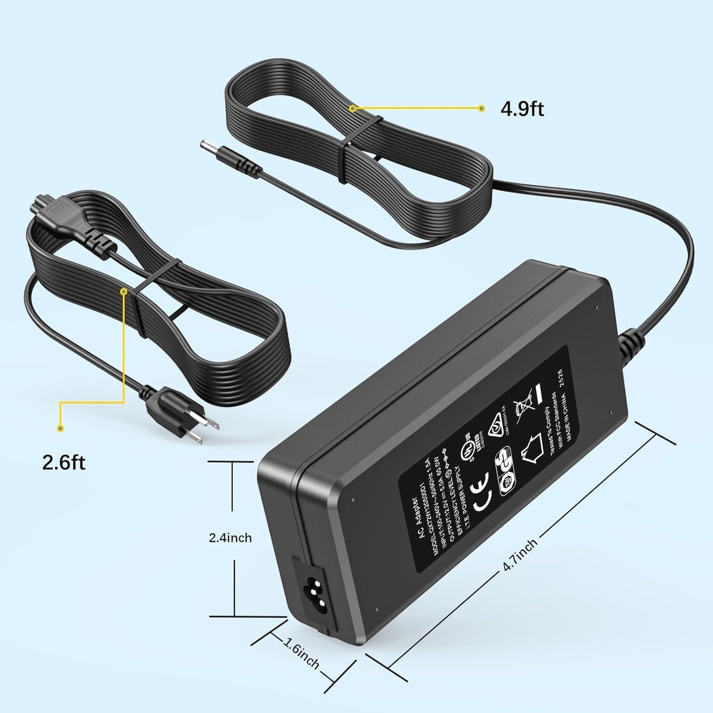 VIFOCUFY Power Cord for Peloton Exercise Bike 12V 4.17A Power Supply