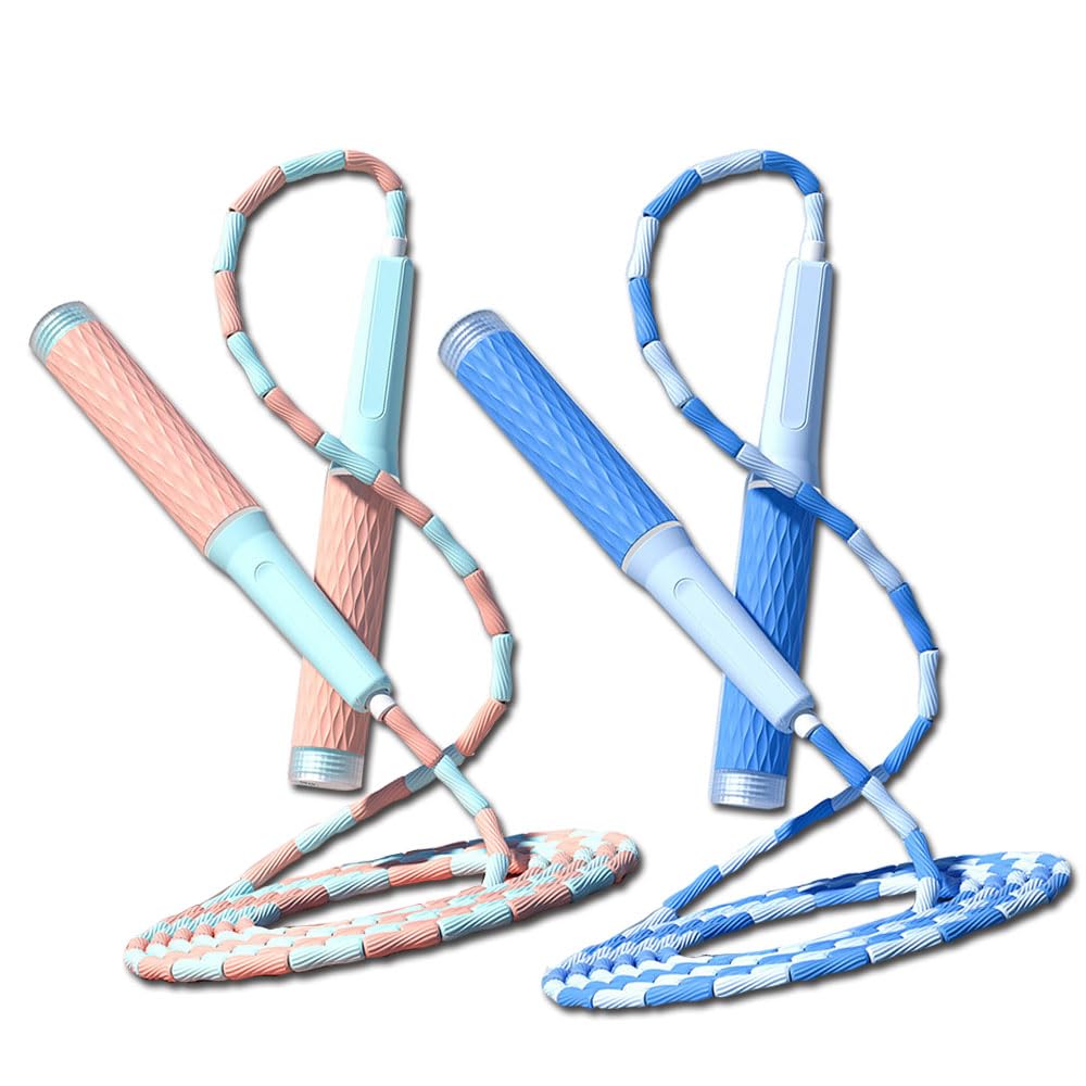 2 Pack Jump Rope for Fitness, Upgraded Segmented Jumping Rope for Workout, Adjustable Skipping Rope Speed Rope for Men & Women, Tangle-Free Kids Jump Rope with Soft Non-slip Handles