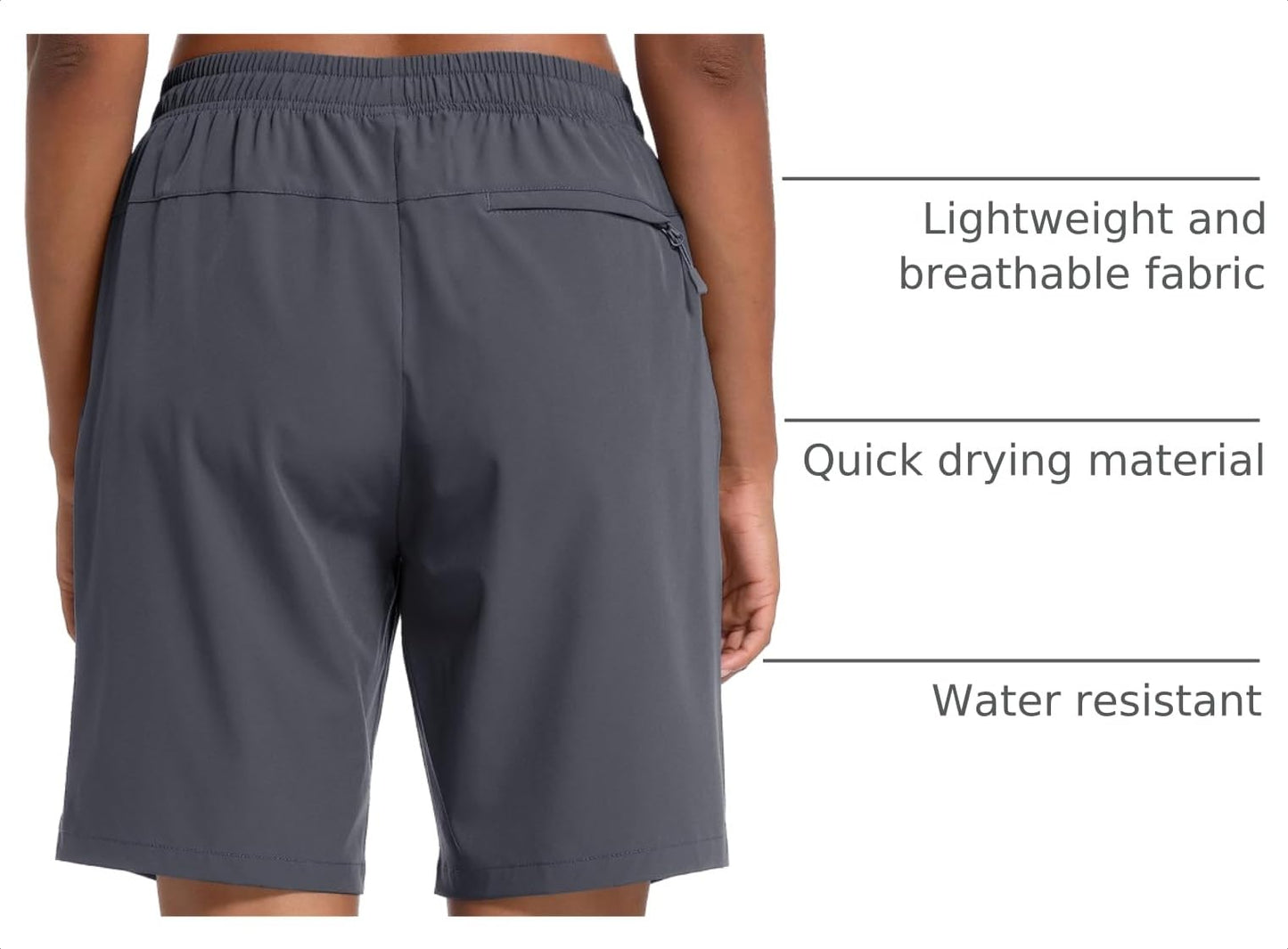 MAGCOMSEN Hiking Shorts Woman Water Resistant with Pockets Quick Dry Lightweight Outdoor Golf Dark Grey M