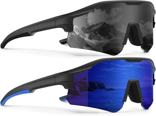 KALIYADI Mens-Sunglasses Polarized Running-Sun-Glasses: Sports Sunglasses Men Women UV400 Protection for Cycling Fishing