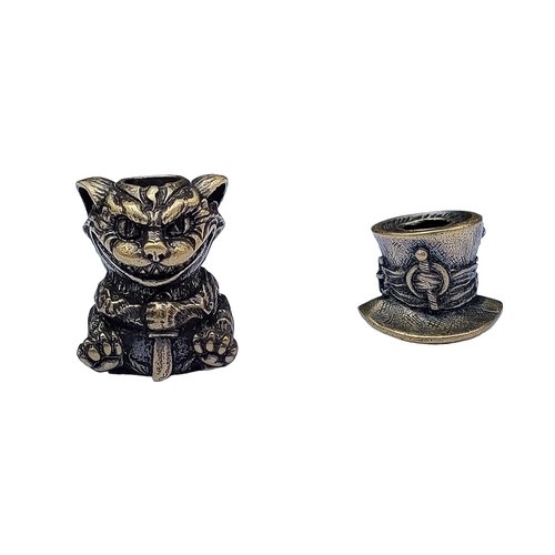 Husiwugear Brass Paracord Beads - EDC Knife Lanyard Beads & Pendant, DIY Metal Decor Accessories for 550 Paracord (Dagger Cat)
