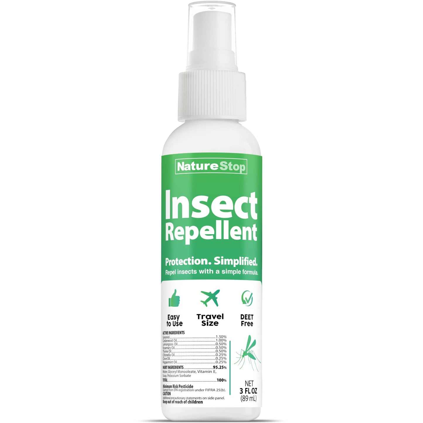 NatureStop Insect Repellent Spray, DEET-Free Travel-Size Bug Spray for Skin & Outdoor Protection, 3 oz (90mL)