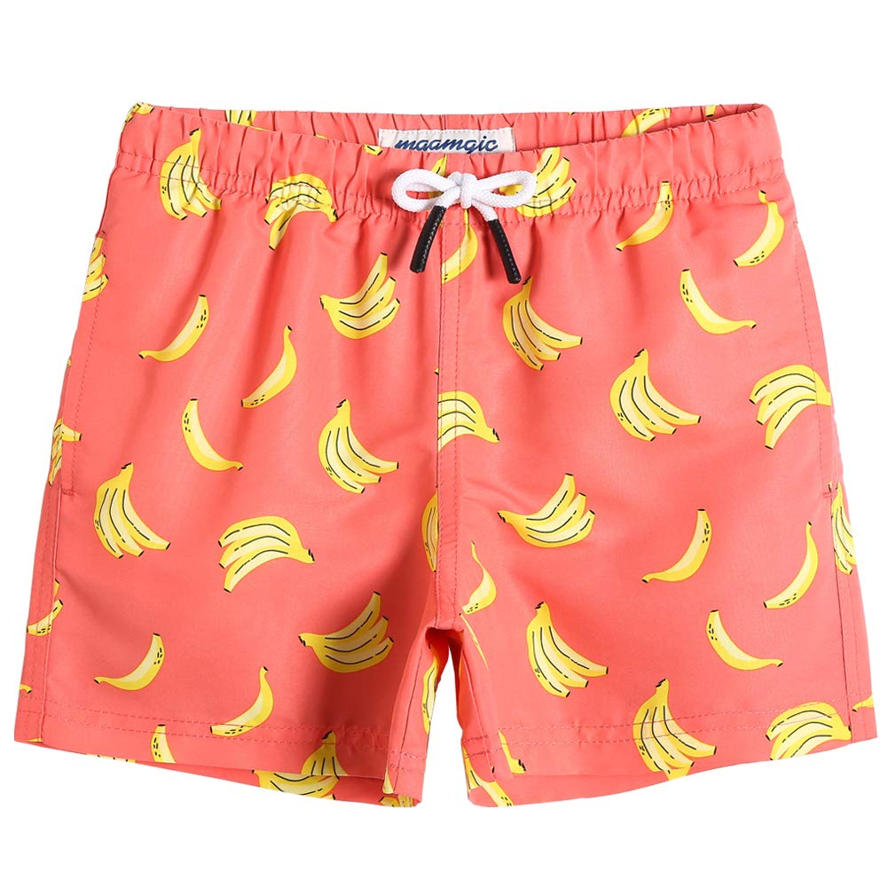 maamgic Boys Swim Trunks Toddler Swim Shorts Little Boys Bathing Suit Swimsuit Toddler Boy Swimwear,Banana Orange,14 T