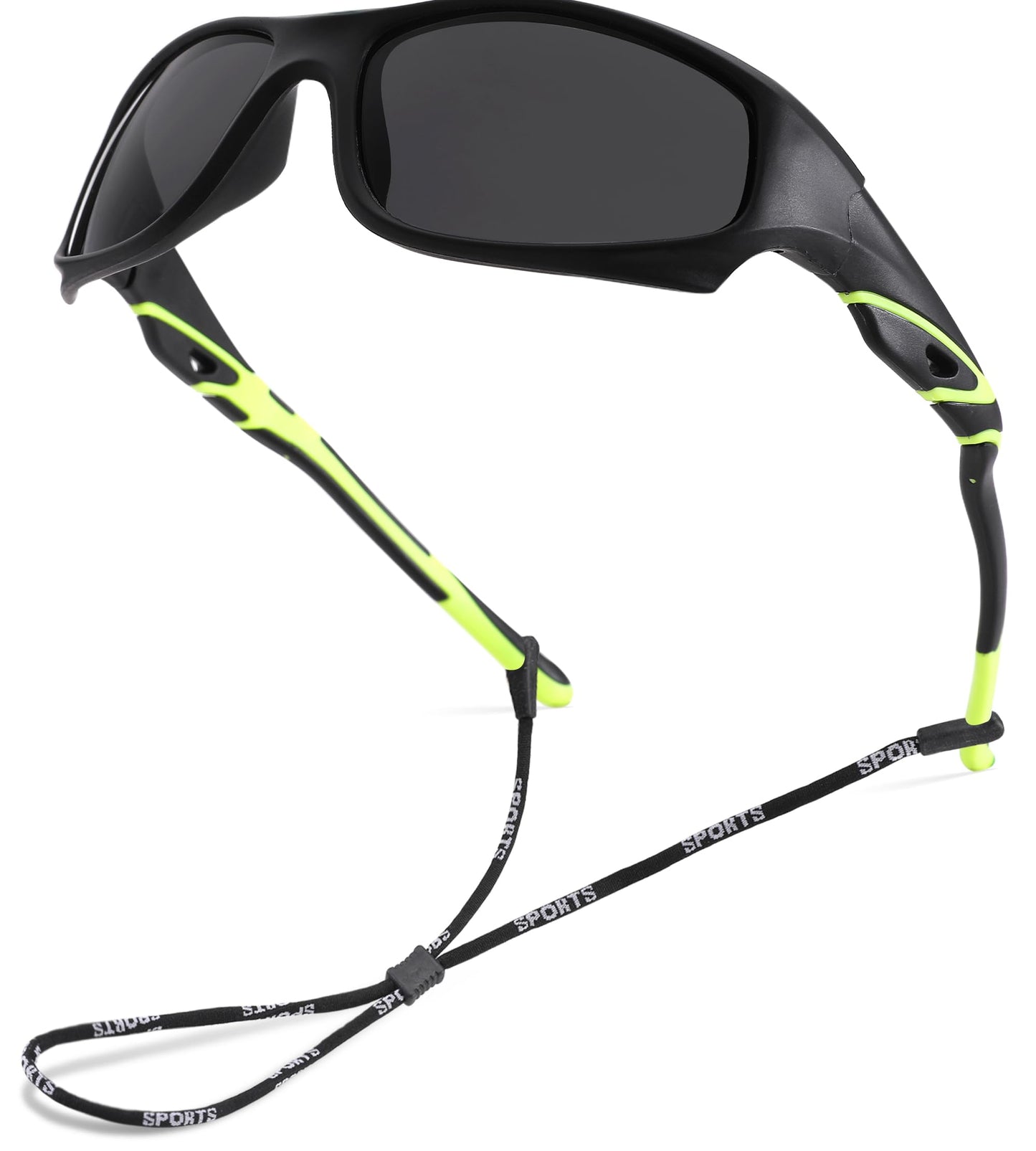 NULOOQ Kids Baseball Polarized Sunglasses – Unbreakable Flexible Youth Sports Sunglasses for Boys Girls Age 4-12 (Matte Black Frame/Gray Lens)