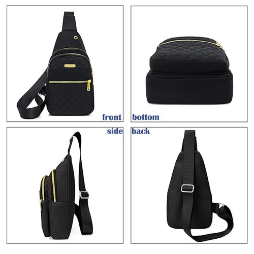 Crossbody Small Sling Backpack Crossbody Sling Bag, Chest Bag Daypack Fanny Pack Cross Body Bag for Outdoors Hiking Traveling (Black)
