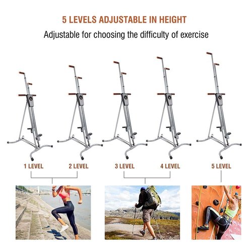 Climber Exercise Machine, Vertical Stair Climber Machine Home Gym Fitness Machine Adjustable Folding Stepper Climber Exercise Folding Heavy Duty Fitness Vertical Climber