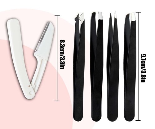 Muzioiernsu [9+1 PCS] Tweezers Kit Tweezer for Women Facial Hair Removal Tweezers Professional Tweezers Set Eyebrow Tweezer, Professional Stainless Steel Eyebrow for Women &Men,Black Beauty Sets