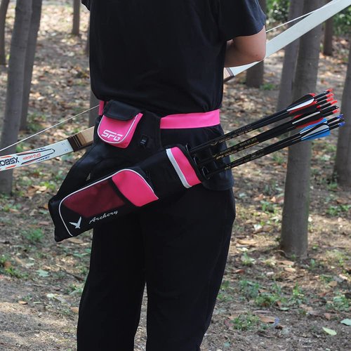 SOPOGER 3/4 Tube Archery Hip Quiver for Arrows Bow Belt Waist Hanged Quiver Fit for Compound Bow and Recurve Bow Target Archery (Pink(3 Tube))