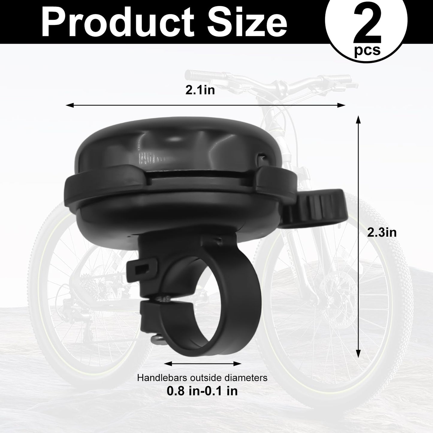2 Pack Bike Bells for Adults, Loud Crisp Clear Sound, Durable Aluminum Alloy, Bicycle Bell for Adult Bikes, Easy to Install Cycling Accessories for Mountain Road and Commuter Safety