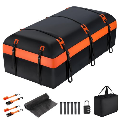 Carforu Car Rooftop Cargo Carrier Bag, 30 Cubic Feet Car Roof Cargo Carrier Bag Waterproof for All Vehicle with/Without Rack, Include Anti-Slip Mat, 2 Reinforced Straps, 6 Door Hooks and Luggage Lock
