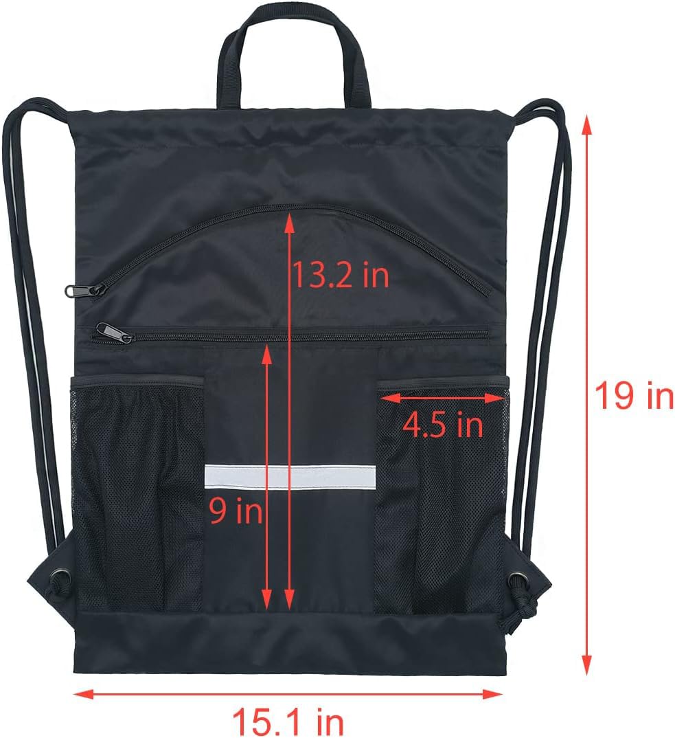 HOLYLUCK Men & Women Outdoor Sport Gym Sack Waterproof Drawstring Backpack Bag (Simple Drawstring, Black x 2)