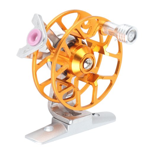 RiToEasysports RightHanded Fishing Reel Aluminum Alloy Ice Fishing Wheel LaborSaving for Fishing Enthusiasts (Red) (Blue) (Gold)