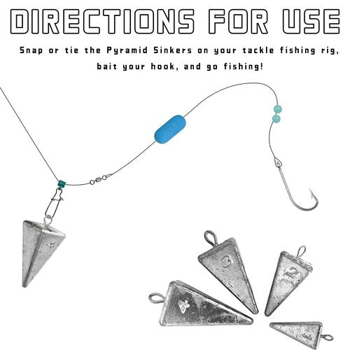 Pyramid Sinkers Fishing Weights Sinkers for Saltwater Fishing Weights Assortment Kits Fishing Gear Tackle 1oz 2oz 3oz 4oz (4oz - 6pcs)