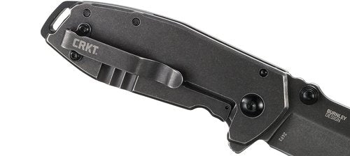 CRKT Squid Black Everyday Carry Assisted Folding Knife with Frame Lock: Stainless Steel Plain Edge Blade, Stainless Steel Handle, Pocket Clip, 2493