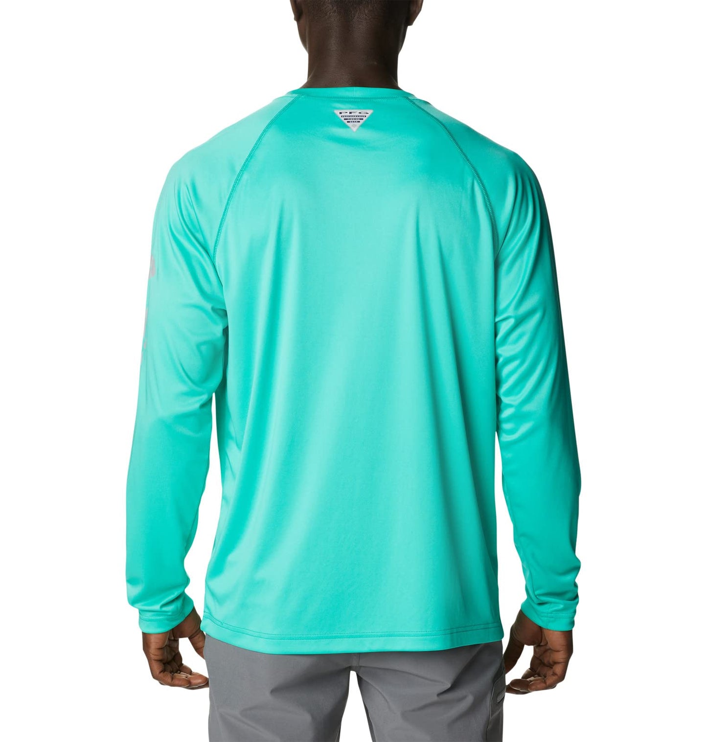 Columbia Men's Terminal Tackle Long Sleeve Shirt, Electric Turquoise/Cool Grey Logo, XX-Large
