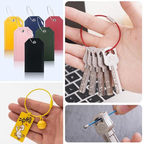 ROYHOO 60PCS 6 inch Stainless Steel Wire Keychains Cable, Key Rings, Heavy Duty Luggage Tags Loops Tag Keepers 1.5mm Twist Barrel Silver