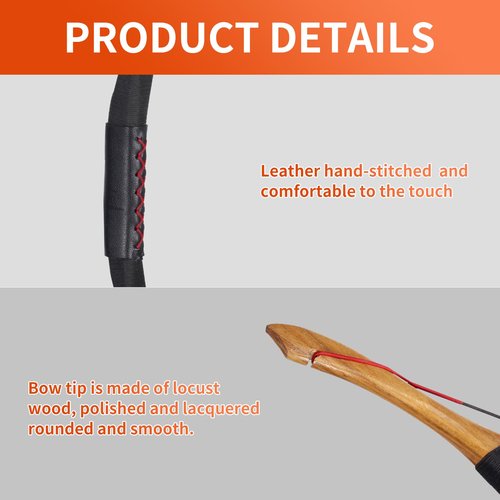 SPG 40lbs One Piece Traditional Bow - 53" Handmade Wooden Bow Fast Precision Shooting Traditional Recurve Bow and Arrow Set for Adult & Archers Right Left Hand Archery Horse Long Bow (40lbs)