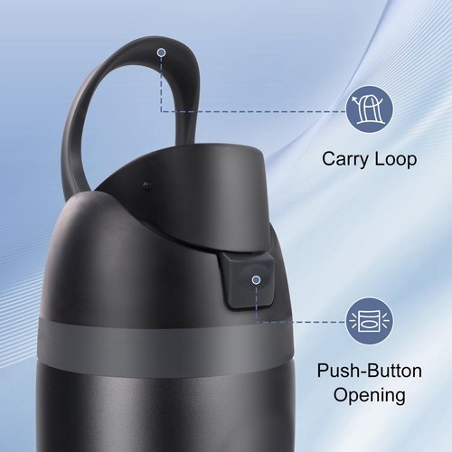 Renyqatt Replacement Lid for Owala Freesip, Compatible with Owala Cup 16oz 24oz 32oz 40oz, One Button Water Bottle Top Lid Replacement Accessory, Leakproof, BPA-Free (Black)