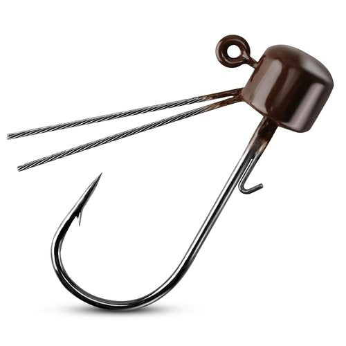 Dr.Fish 10 Pack Ned Rig Jig Heads, Weedless Mushroom Jig Heads Bass Fishing Hooks for Soft Lures Swimbaits Worms Freshwater Brown, 1/4oz