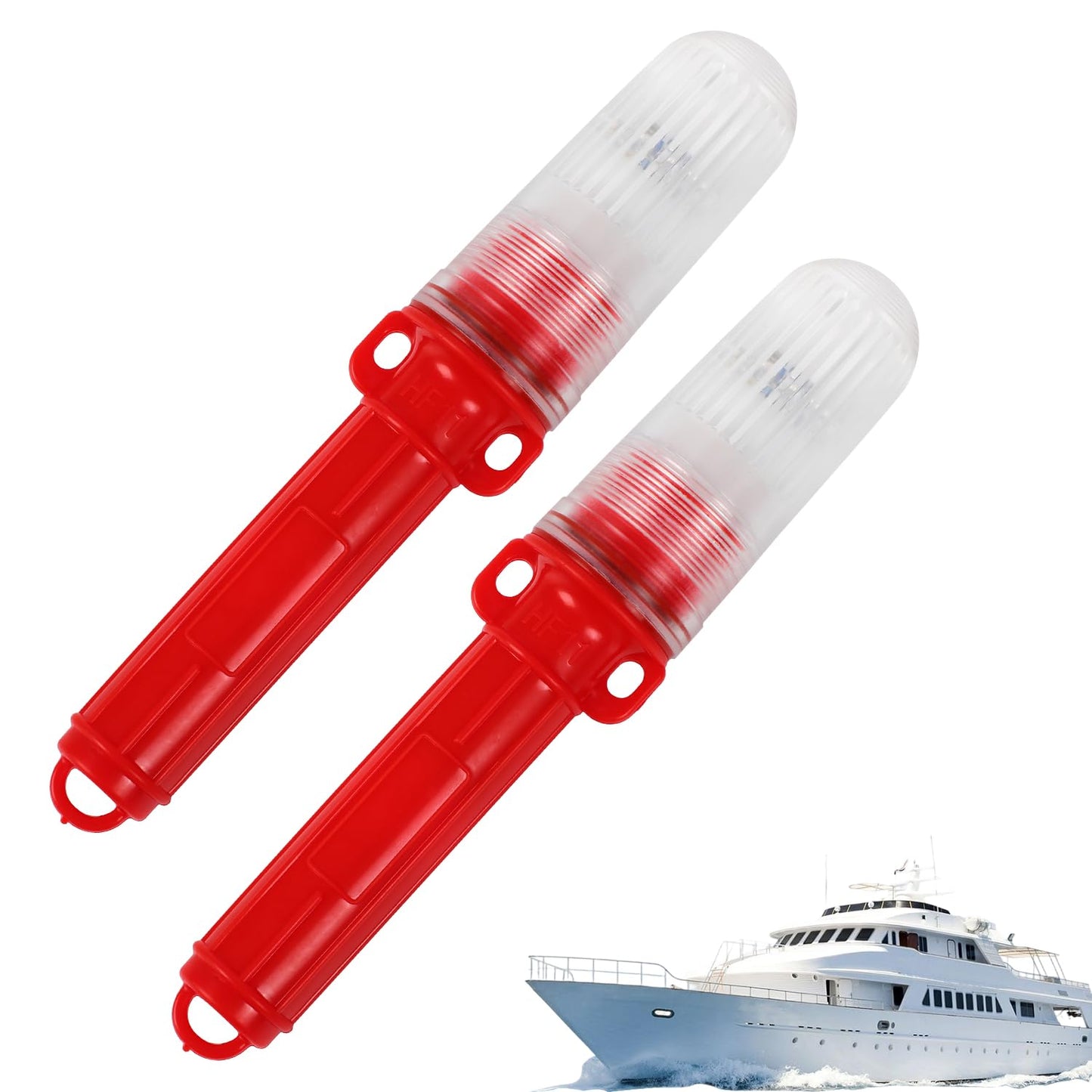 2PCS Boat Flares, Flares For Boating Coast Guard Approved, Waterproof Emergency For Boating Safety Kit, Fishing Nets, Buoys(Red)