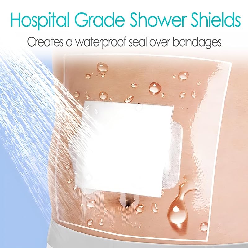 Waterproof Dialysis Port Shower Cover Kit with Central Pad 6x6 Inch – Pack of 25 (With Central Pad)
