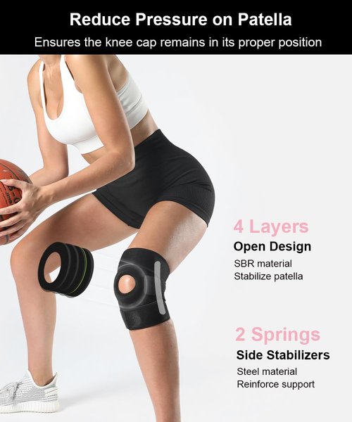 Knee Brace for Women Men with Side Stabilizers, 2 Pack Knee Braces for Knee Pain ACL MCL Arthritis Joint Pain Relief, Adjustable Compression Sleeve Patellar Tendon Support Strap
