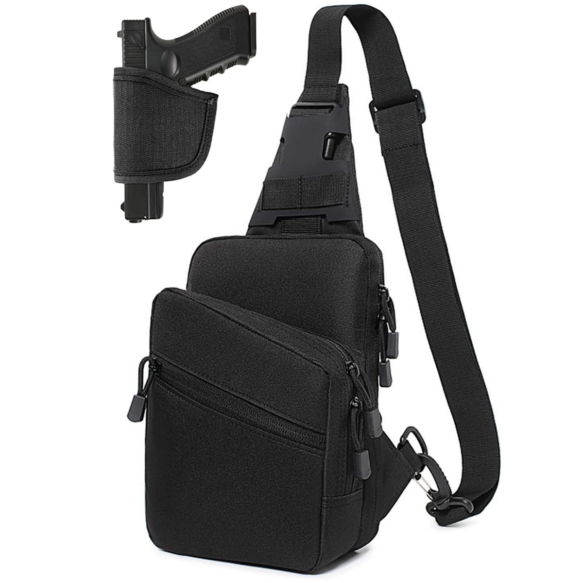 Vdones CCW Concealed Carry Chest Bag with Gun Holster, Adjustable Tactical Sling Bag Crossbody EDC Gun Carry Bag for Men