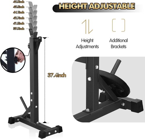 CANPA Bench Press, Olympic Weight Bench with Squat Rack Multi-Function Workout Bench Adjustable Barbell Rack Stand Strength Training Home Gym