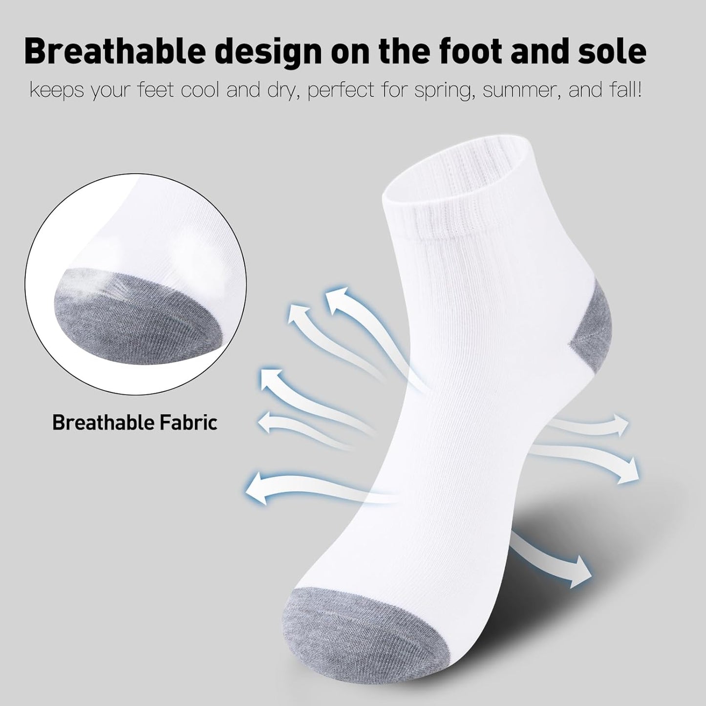 20 Pack 3 Styles Men's/Women's Mini Crew Ankle Socks Quarter Bulk - Breathable Thin Athletic Socks, Fits Shoe Size 8-11