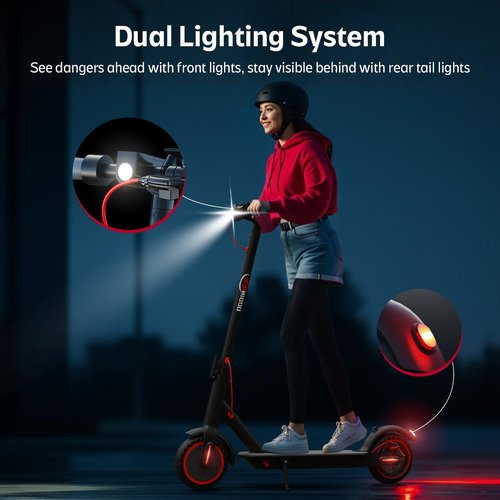 Electric Scooter for Adults- 10.4Ah Battery 350W(500W Peak) Motor, 19MPH & 25 Miles Long Range, 8.5'' Solid Tires Foldable with Dual Brake, Lightweight Portable Commuter E Scooter for Urban Travel