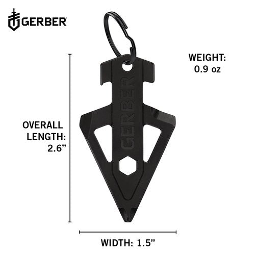 Gerber Gear Broadhead Keychain 5-in-1 Multitool, Clips to Pocket or Keychain with Bottle Opener, Flat Head Driver, Package Opener, Cross Driver and 1/4" Socket, EDC Gear for Everyday Carry