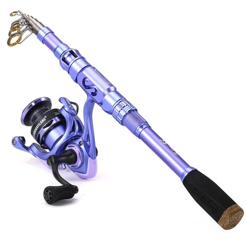 Sougayilang Fishing Rod and Reel Combos Carbon Fiber Telescopic Fishing Pole with Smooth Reel Combo Saltwater Freshwater Kit for Travel Fishing 1.8