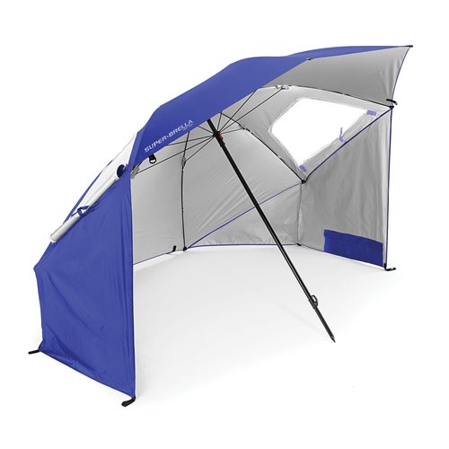 Sport-Brella Super-Brella SPF 50+ Sun and Rain Canopy Umbrella for Camping, Beach and Sports Events (8-Foot, Blue)
